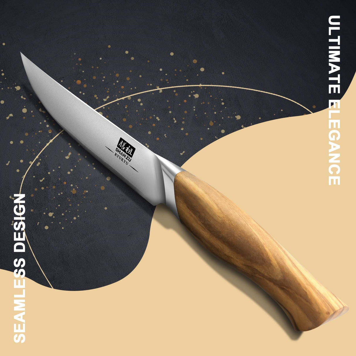 Razor-Sharp Steak Knife Set of 6 with Olive Wood Handle| Gift Box Dinner Knives