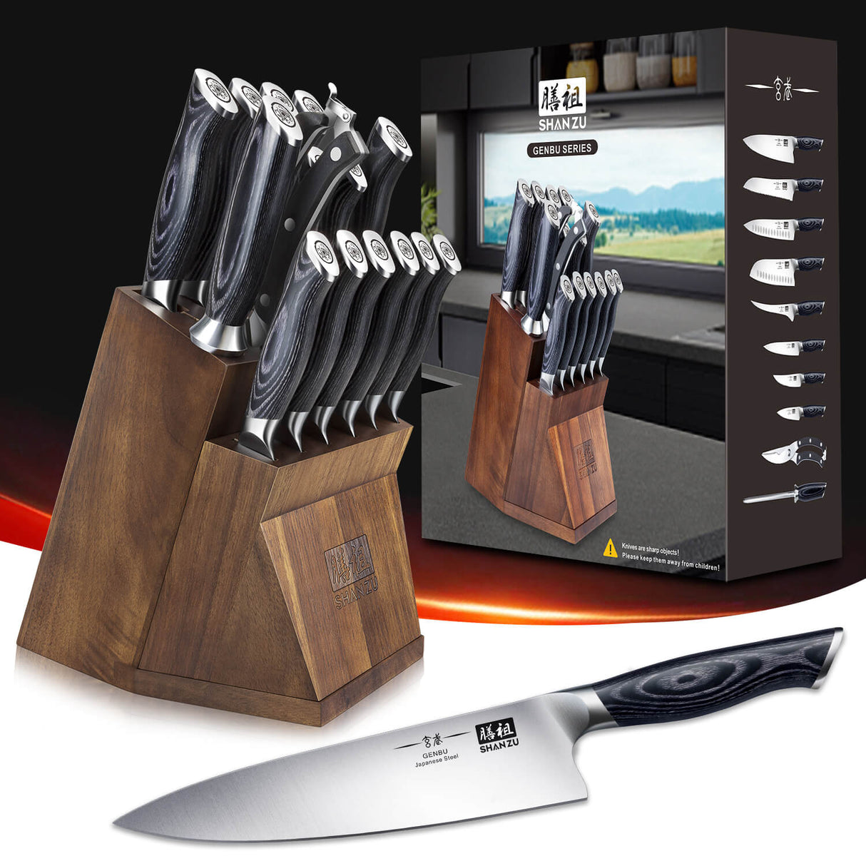 16-PCS Professional Japanese Knife Set | Genbu Sereis | SHAN ZU Knives
