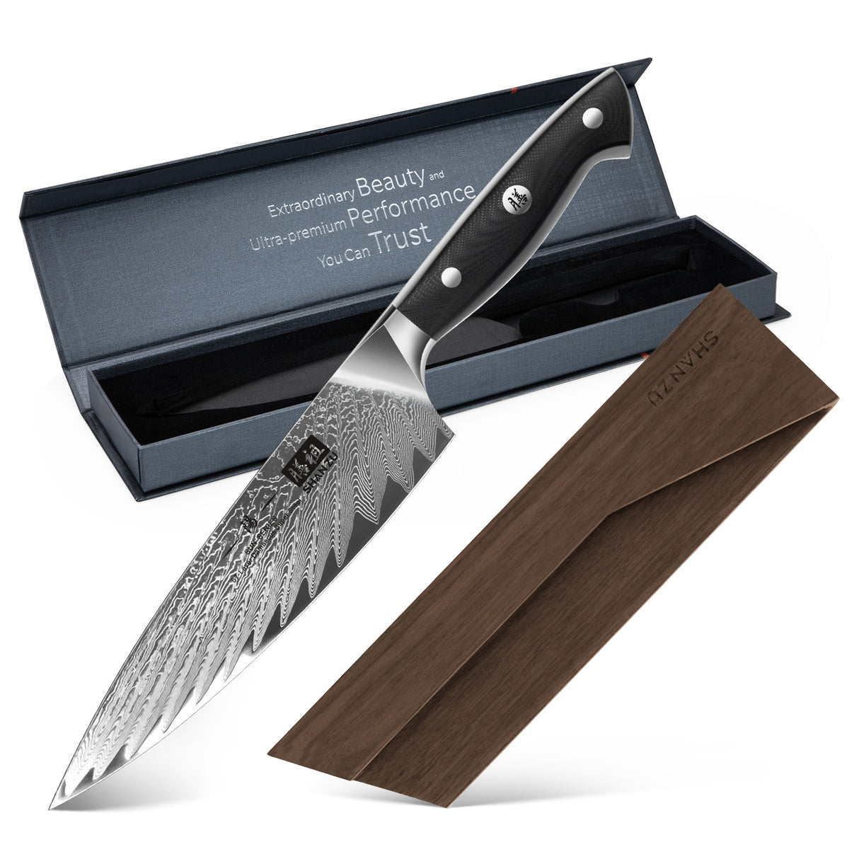 Sun Damascus Chef Knife+MAGNETIC KNIFE HOLDER