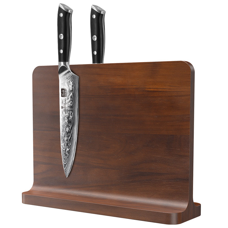 Double-Sided Magnetic Knife Block|Natural Acacia Wood|Elegant and Durable