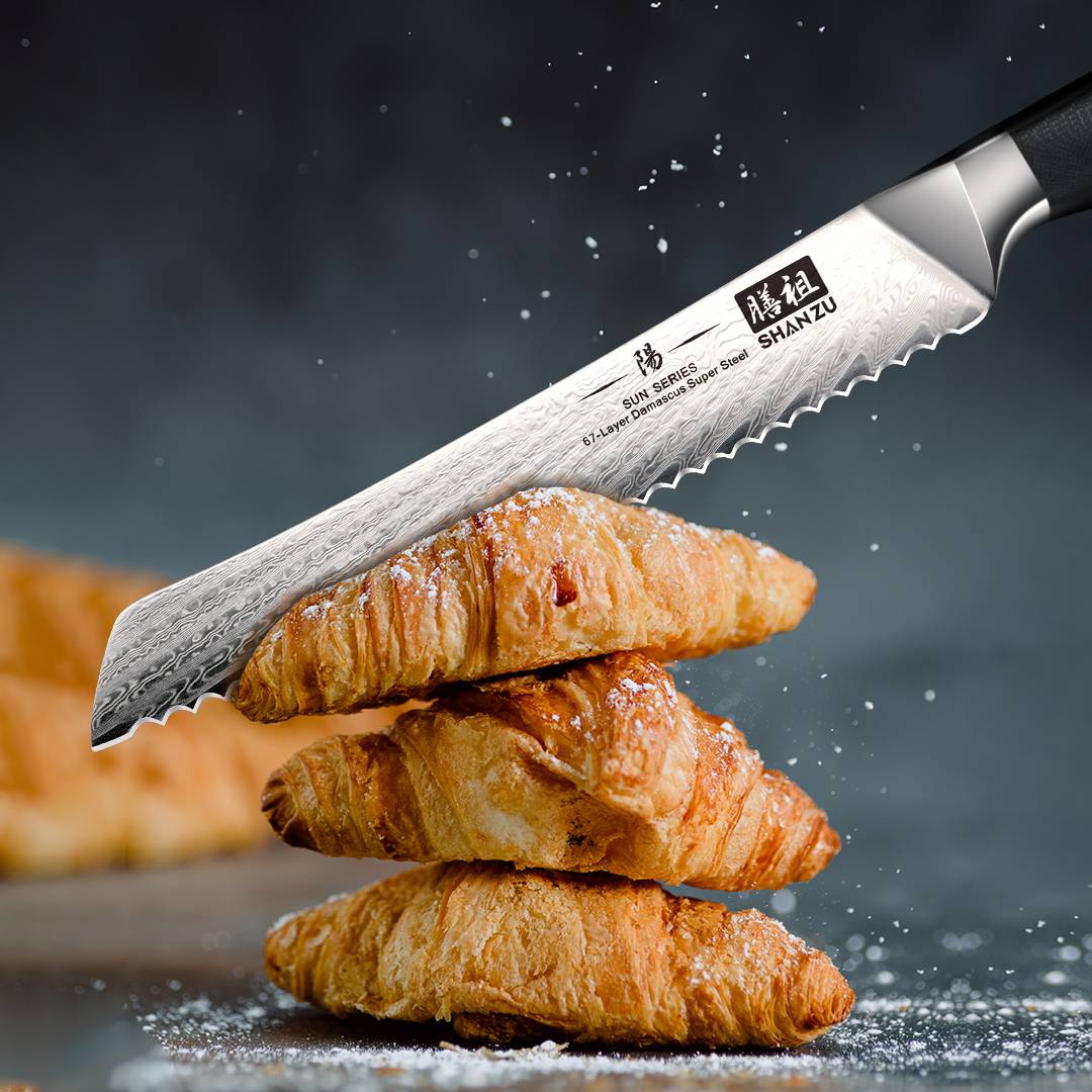 Sun Series Damascus Bread Knife | SHAN ZU Knvies