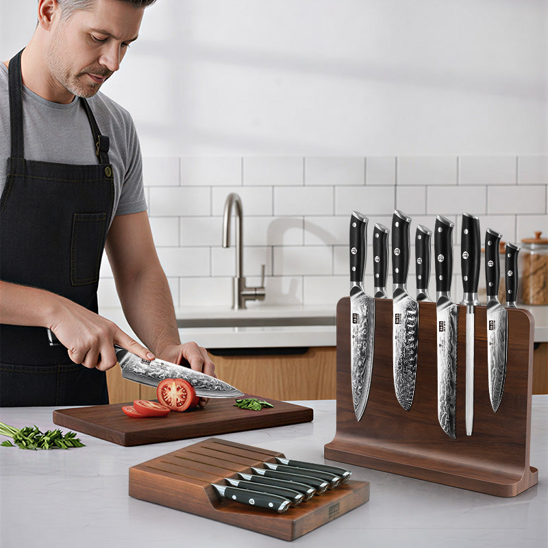 SHANZU PRO 9-Pc Knife Set with Magnetic Knife Block + 7-Pc Steak Knives