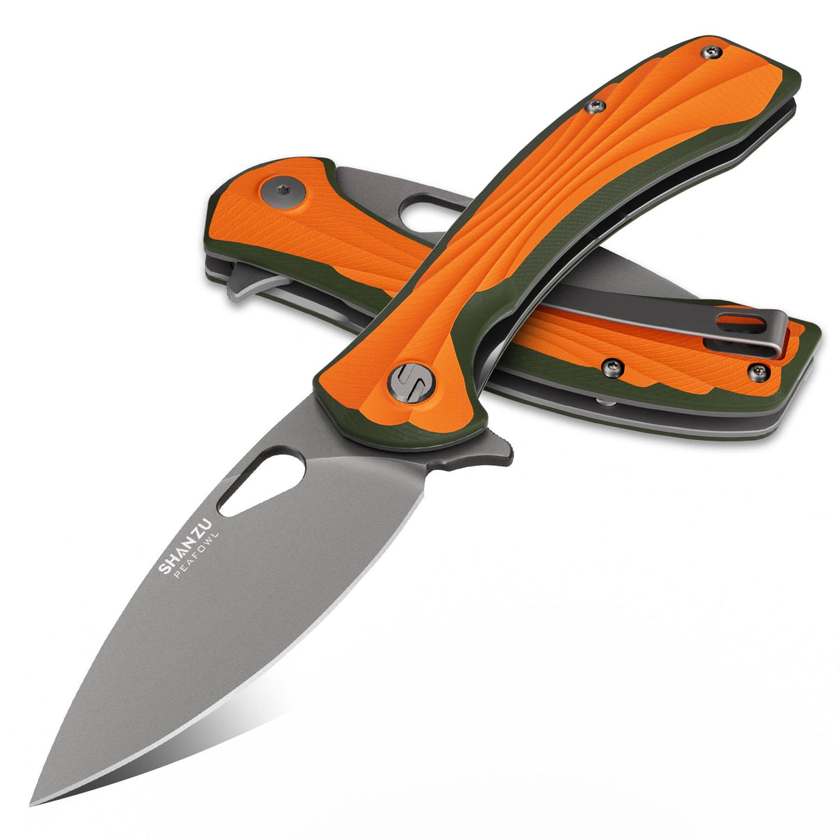 Orange Peafowl Liner Locking Knife ZDF905 7.80 Blade & G10 Handle | SHAN ZU Pocket Folding Knives