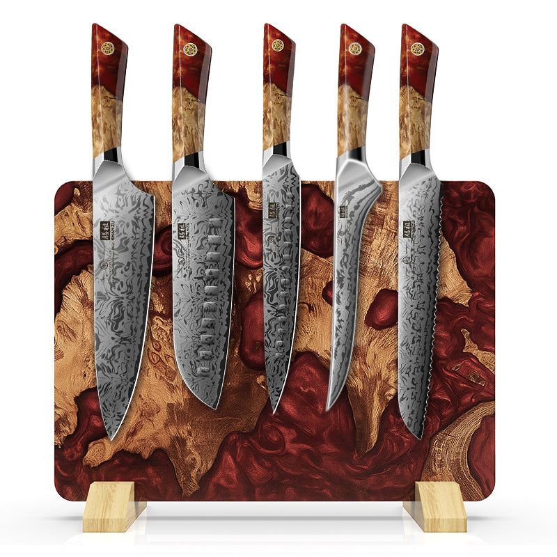 White Tiger Series | 5-Piece Kitchen Knife Set + MAGNETIC KNIFE BLOCK