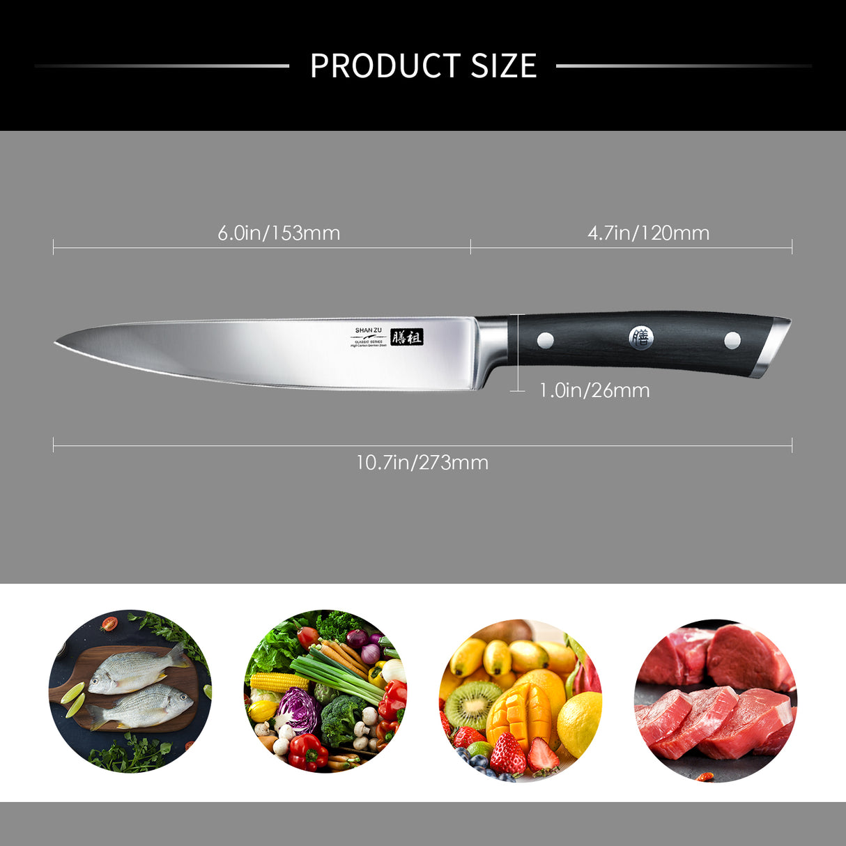 SHAN ZU 6.5" Blade High Carbon Stainless Steel Nakiri Knife | Best German Steel Veggie Cutting Knife