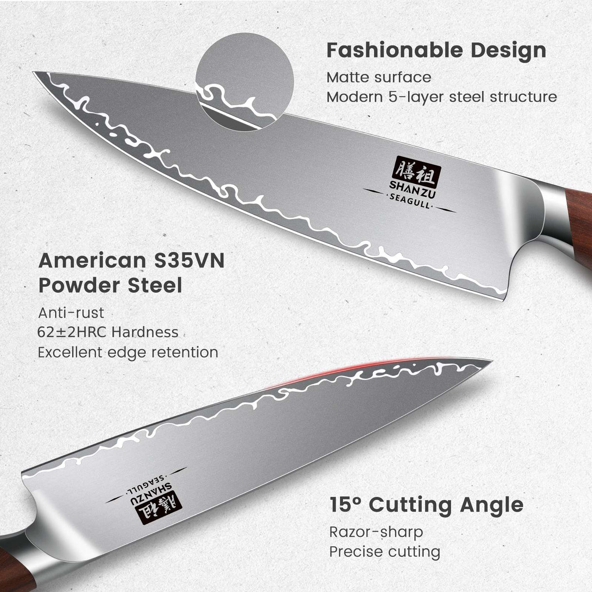 Seagull American S35VN 7" Chef knife