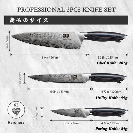 Koraka Series|SHAN ZU 3PCS Kitchen Knife Set