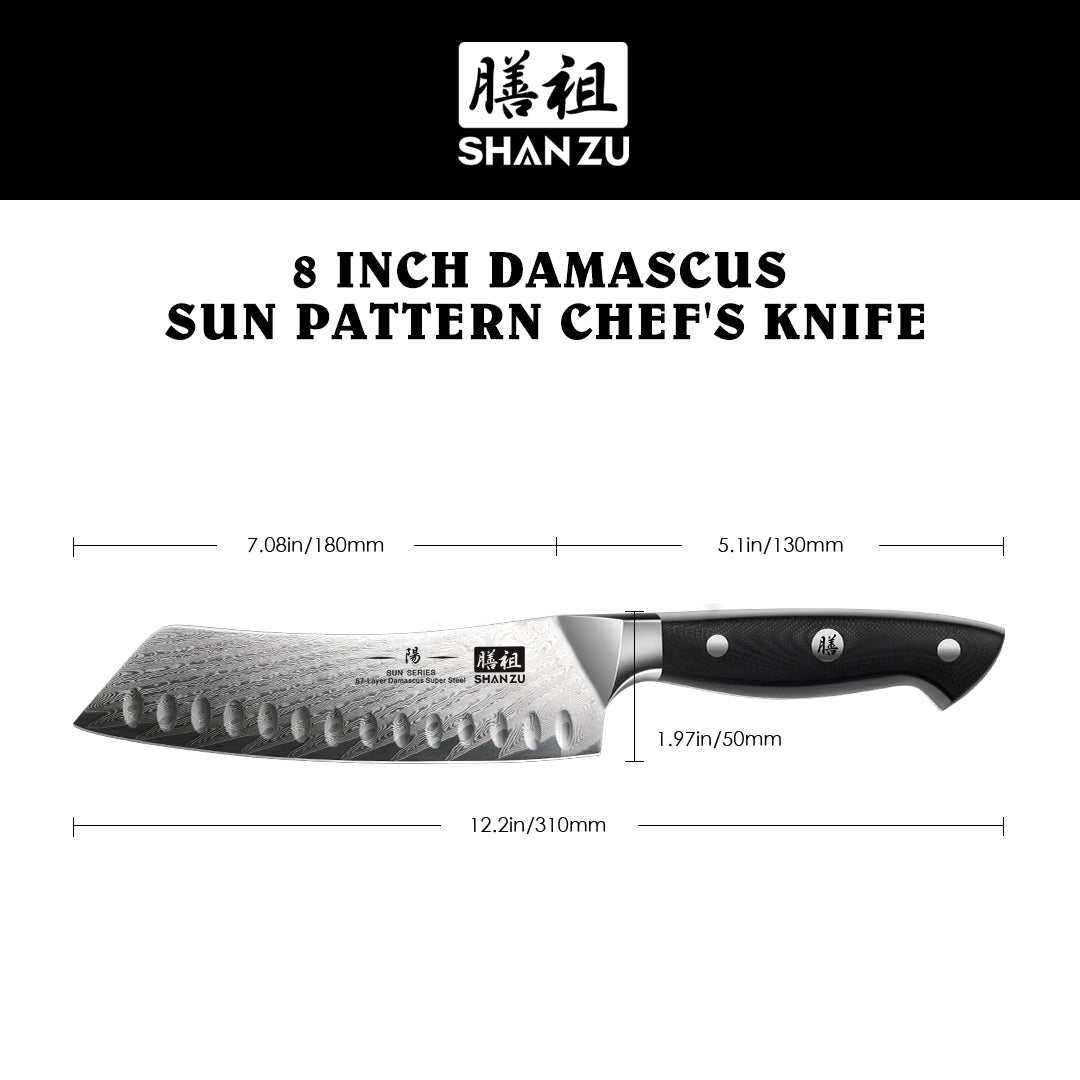 Sun Series Damascus Santoku Knife | SHAN ZU Knvies