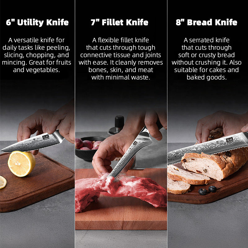 SHANZU PRO 9-Pc Knife Set with Magnetic Knife Block + 7-Pc Steak Knives