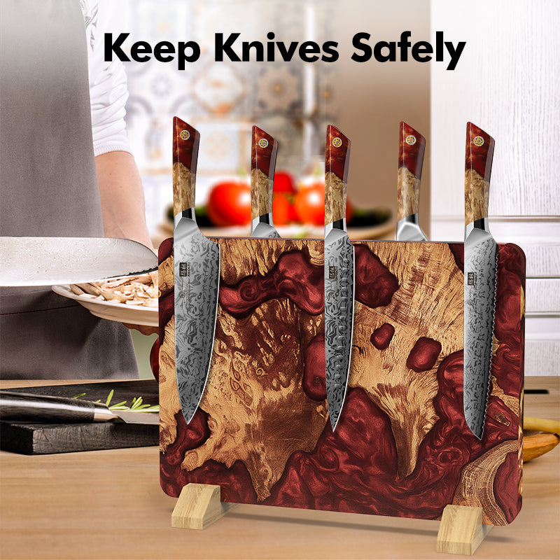 White Tiger Series | 5-Piece Kitchen Knife Set + MAGNETIC KNIFE BLOCK