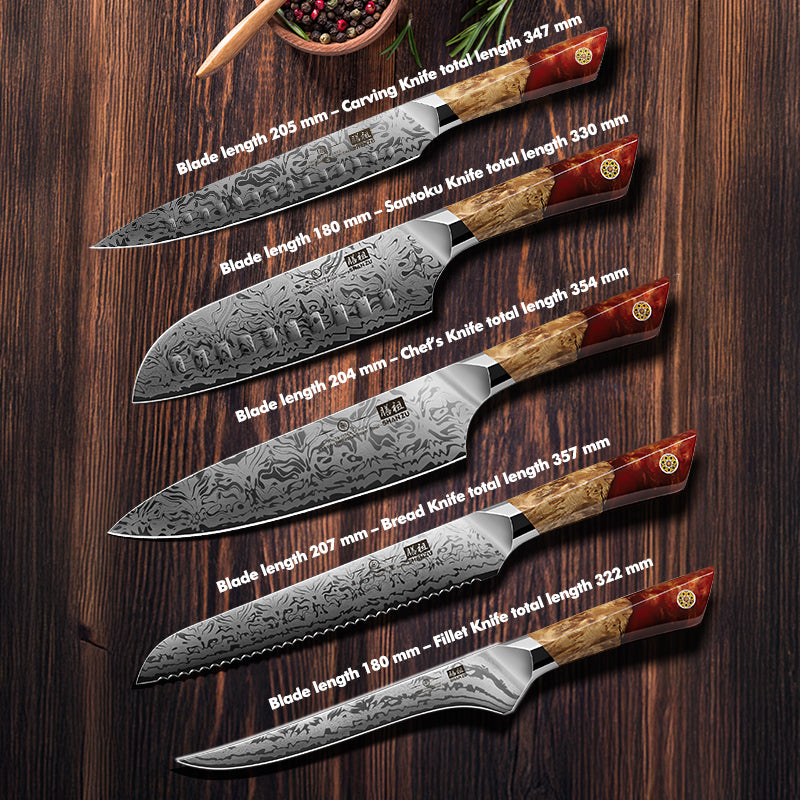 White Tiger Series | 5-Piece Kitchen Knife Set + MAGNETIC KNIFE BLOCK