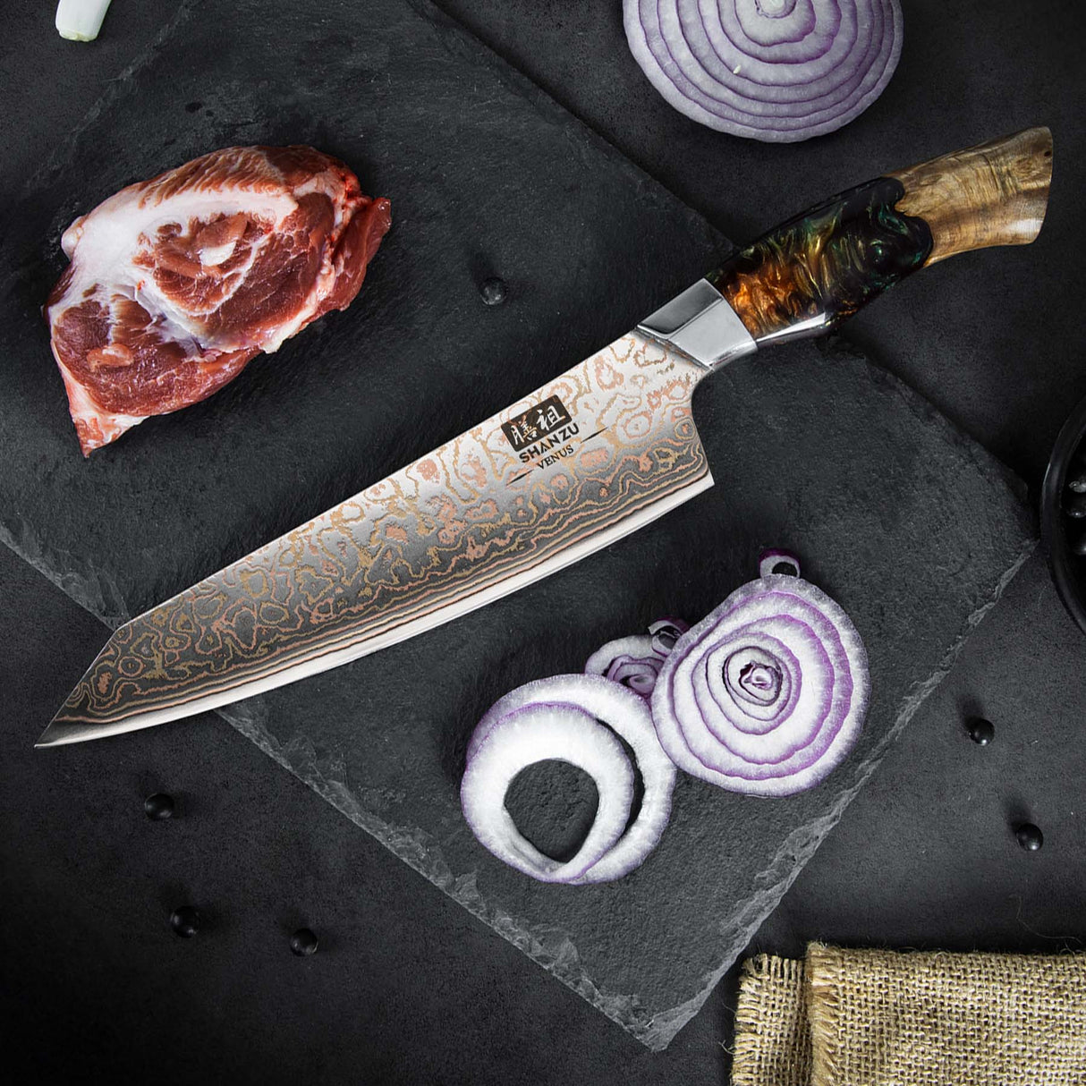 Venus Copper 8" Damascus Chef Knife
