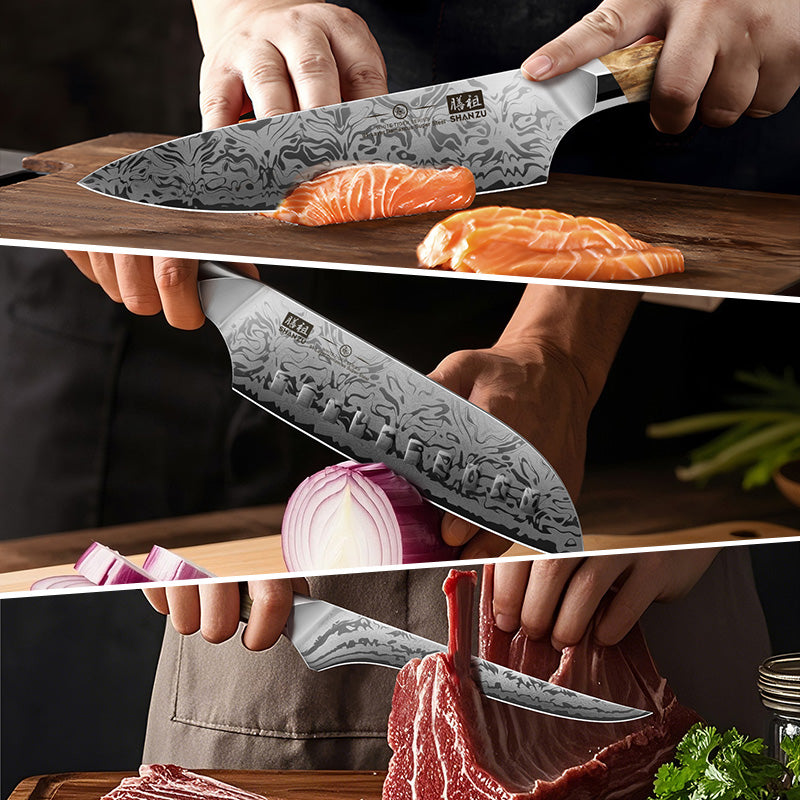 White Tiger Series | 5-Piece Kitchen Knife Set + MAGNETIC KNIFE BLOCK