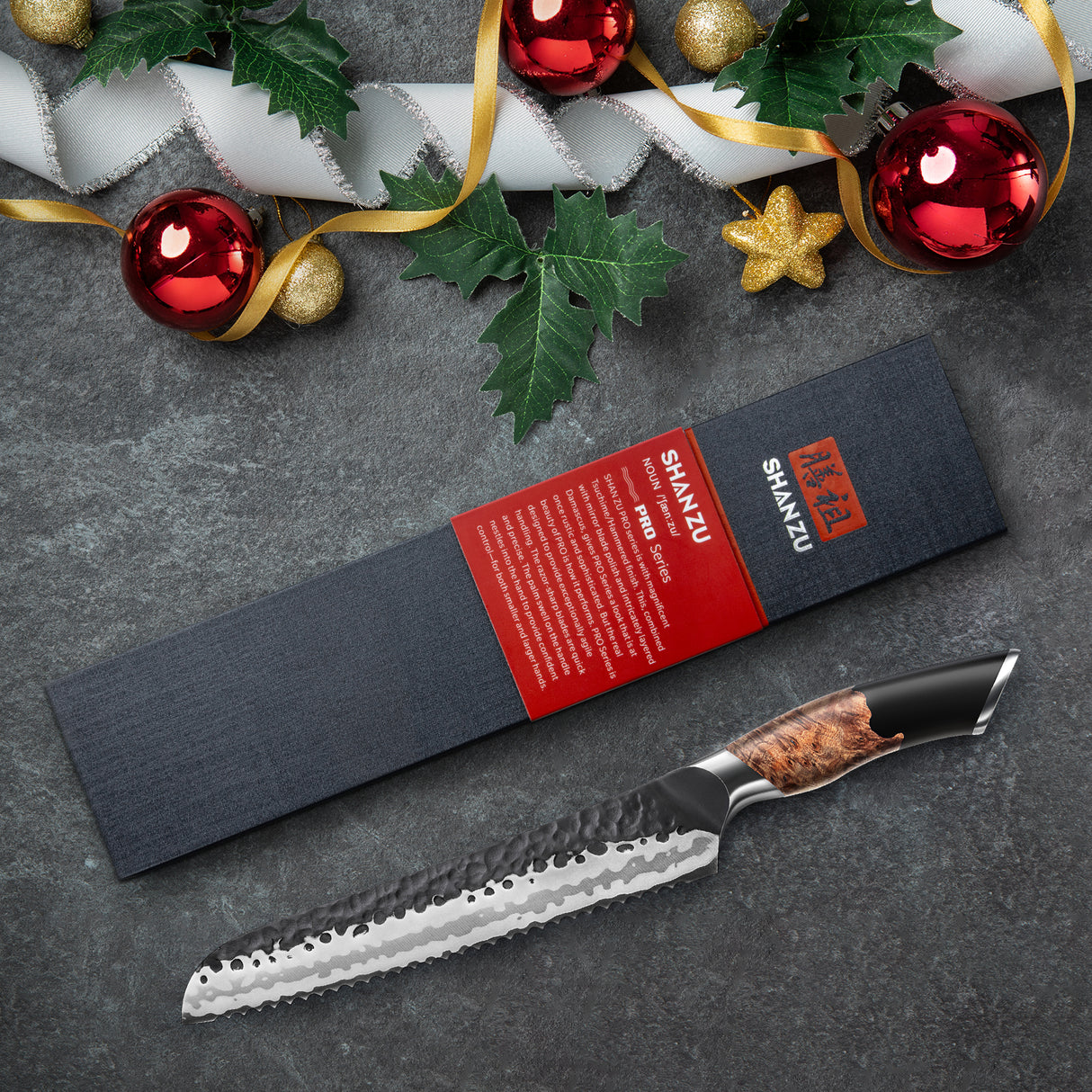 SHAN ZU Professional Bread Knife with serrated edge+MAGNETIC KNIFE HOLDER