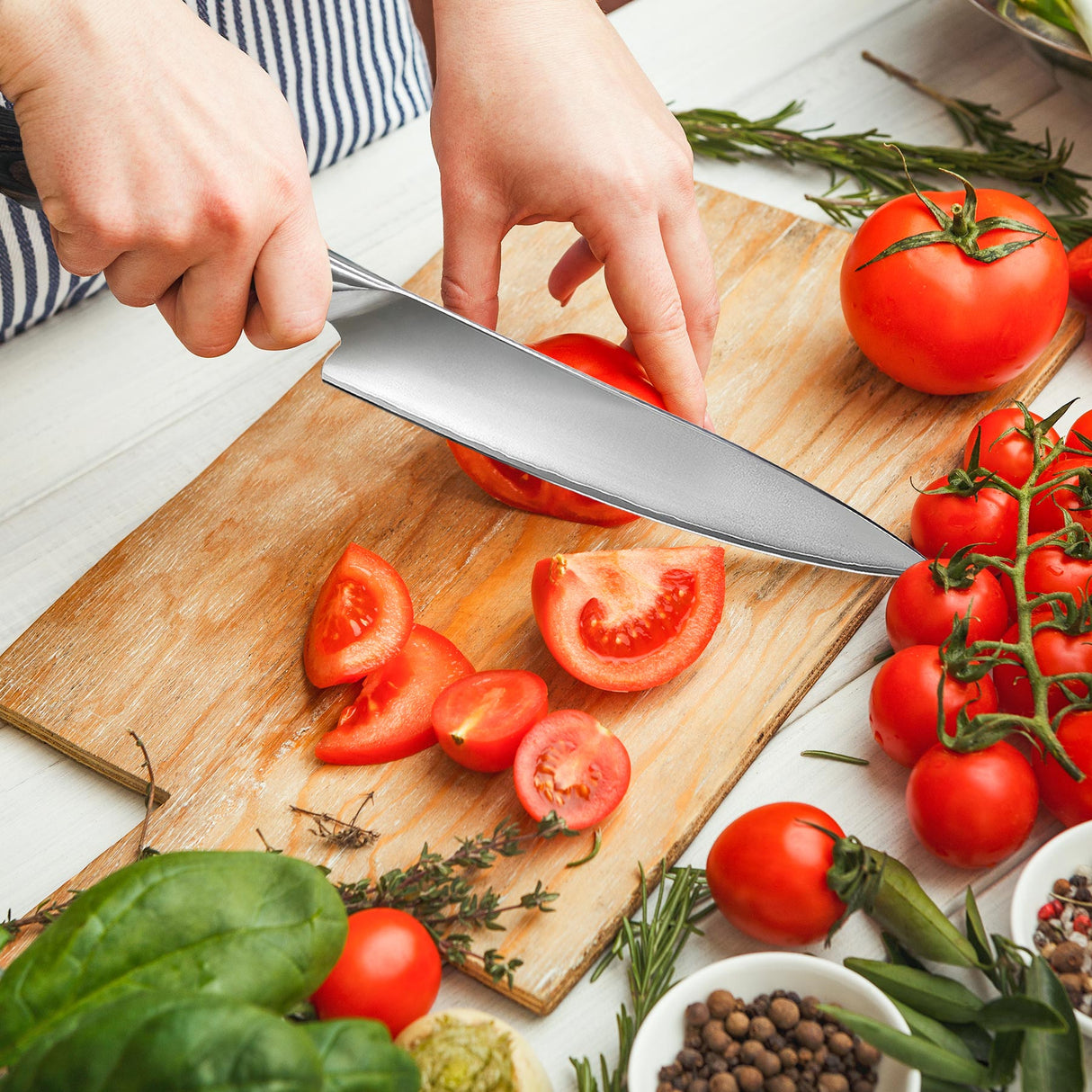 SHAN ZU 8” High Carbon Japanese Culinary Chef Knife | Japanese High Carbon Steel Knife with Ergonomic Handle