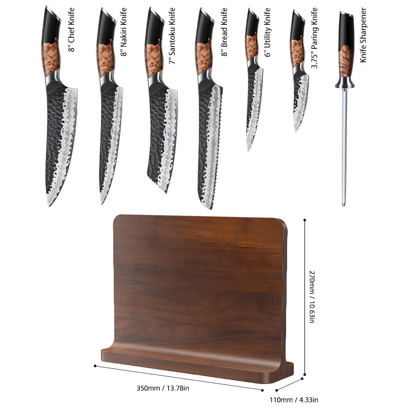 SHAN ZU Tengu Series | 7-Piece Kitchen Knife Set + 30 cm Magnetic Knife Holder
