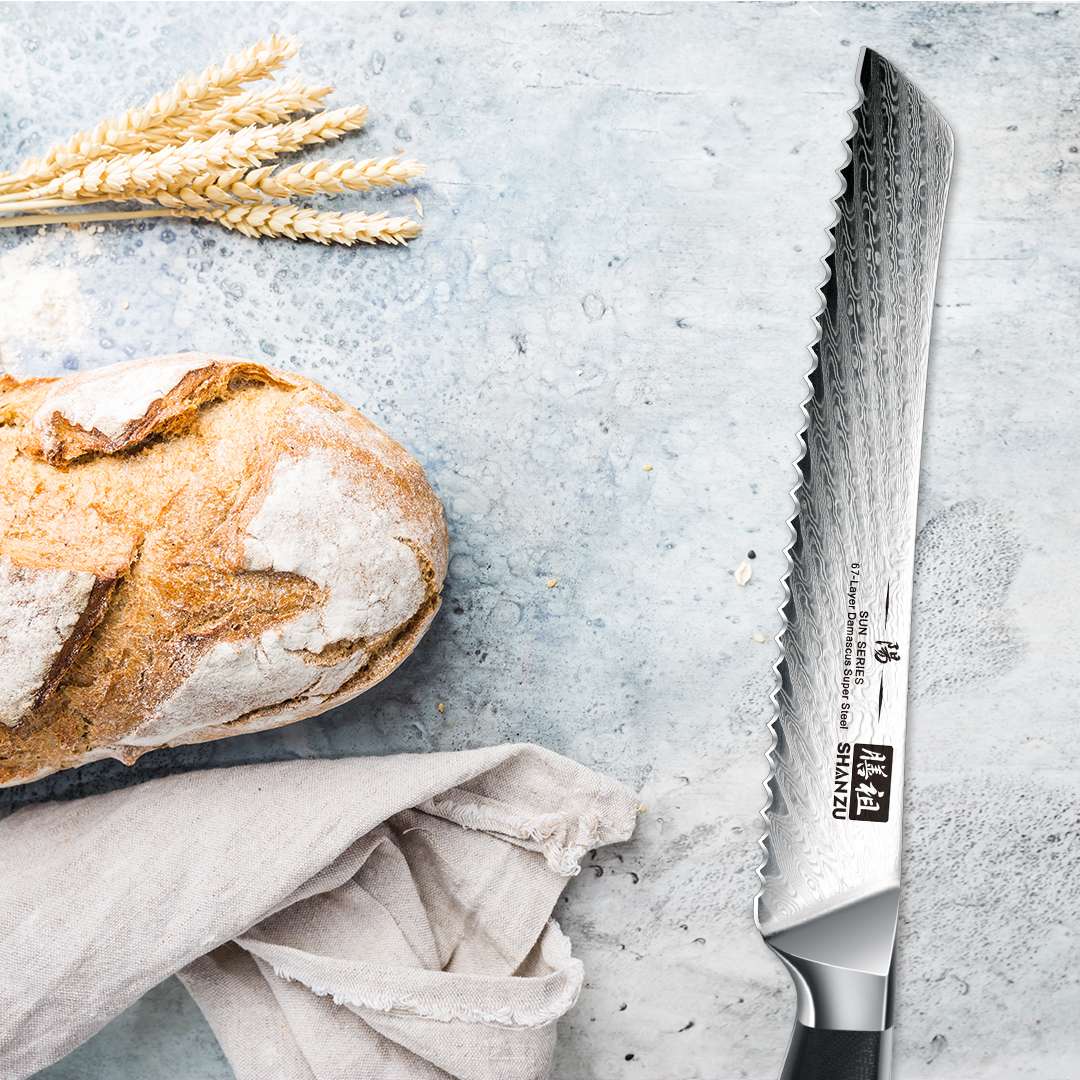Sun Series Damascus Bread Knife | SHAN ZU Knvies