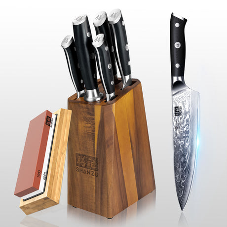 PRO 8-PCS Damascus Knife Set | SHAN ZU