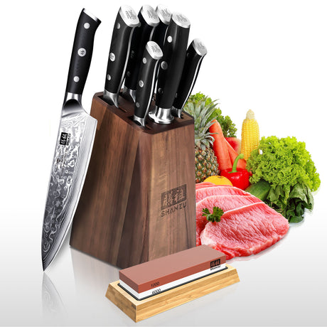 PRO 8-PCS Damascus Knife Set | SHAN ZU