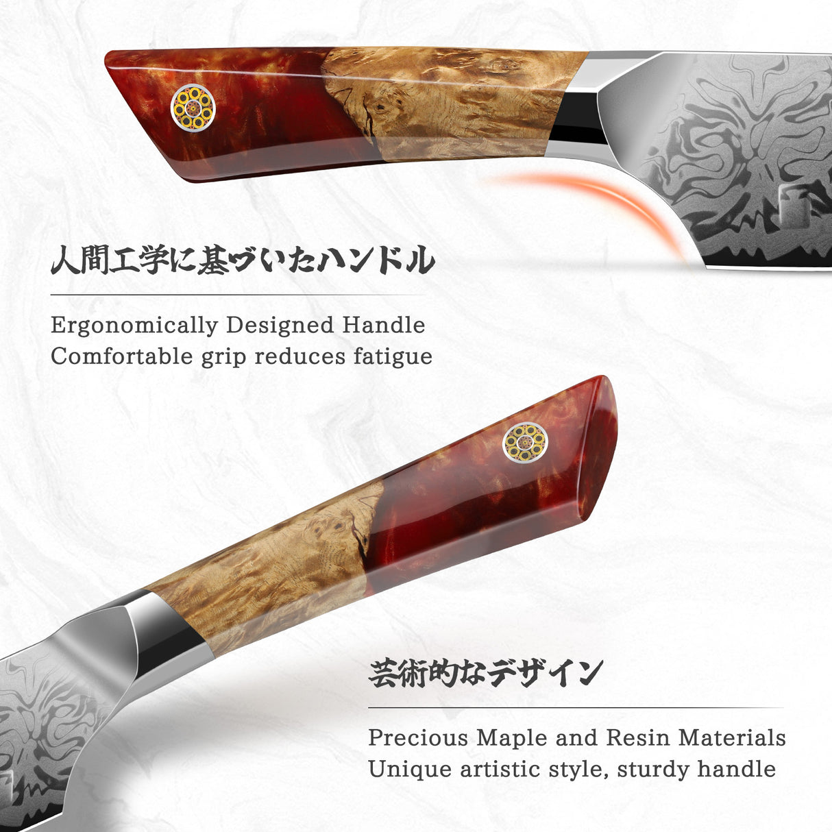 White Tiger Series | SHAN ZU Damask Santoku Knife+Magnetic Knife Sheath