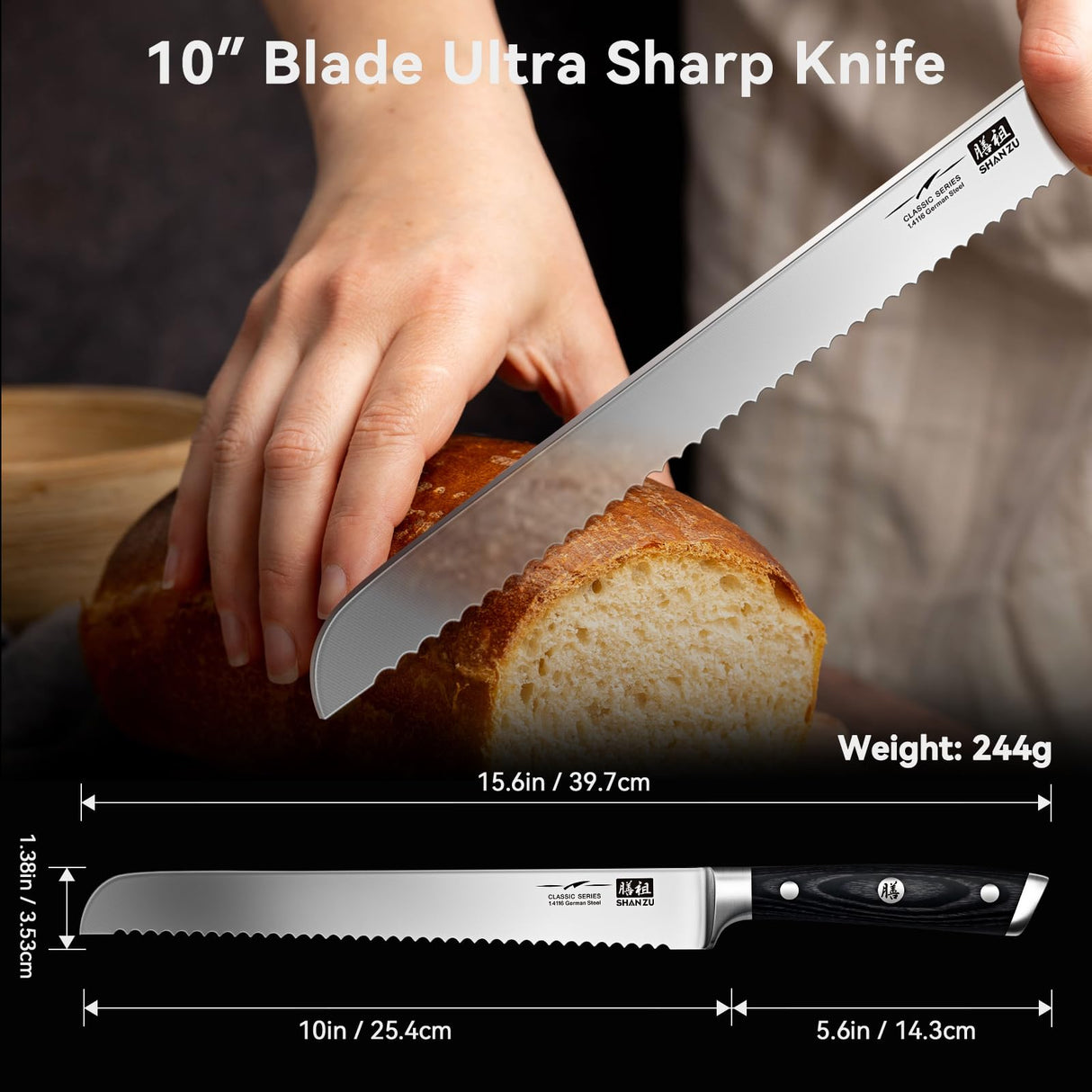 SHAN ZU Classic 10 inches Bread Knife
