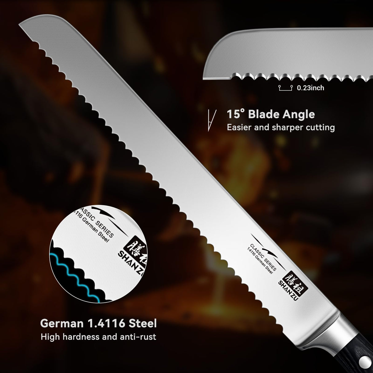 SHAN ZU Classic 10 inches Bread Knife