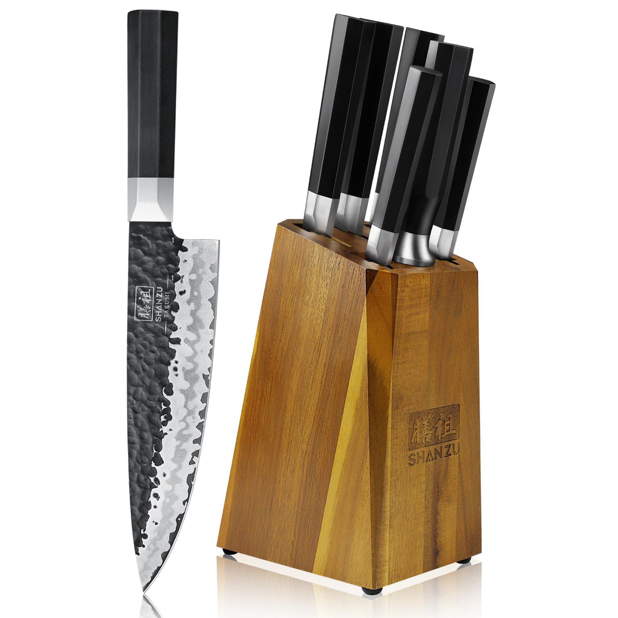 7-PCS Set Takumi Japanese Gyuto Chef Knife+MAGNETIC KNIFE BLOCK
