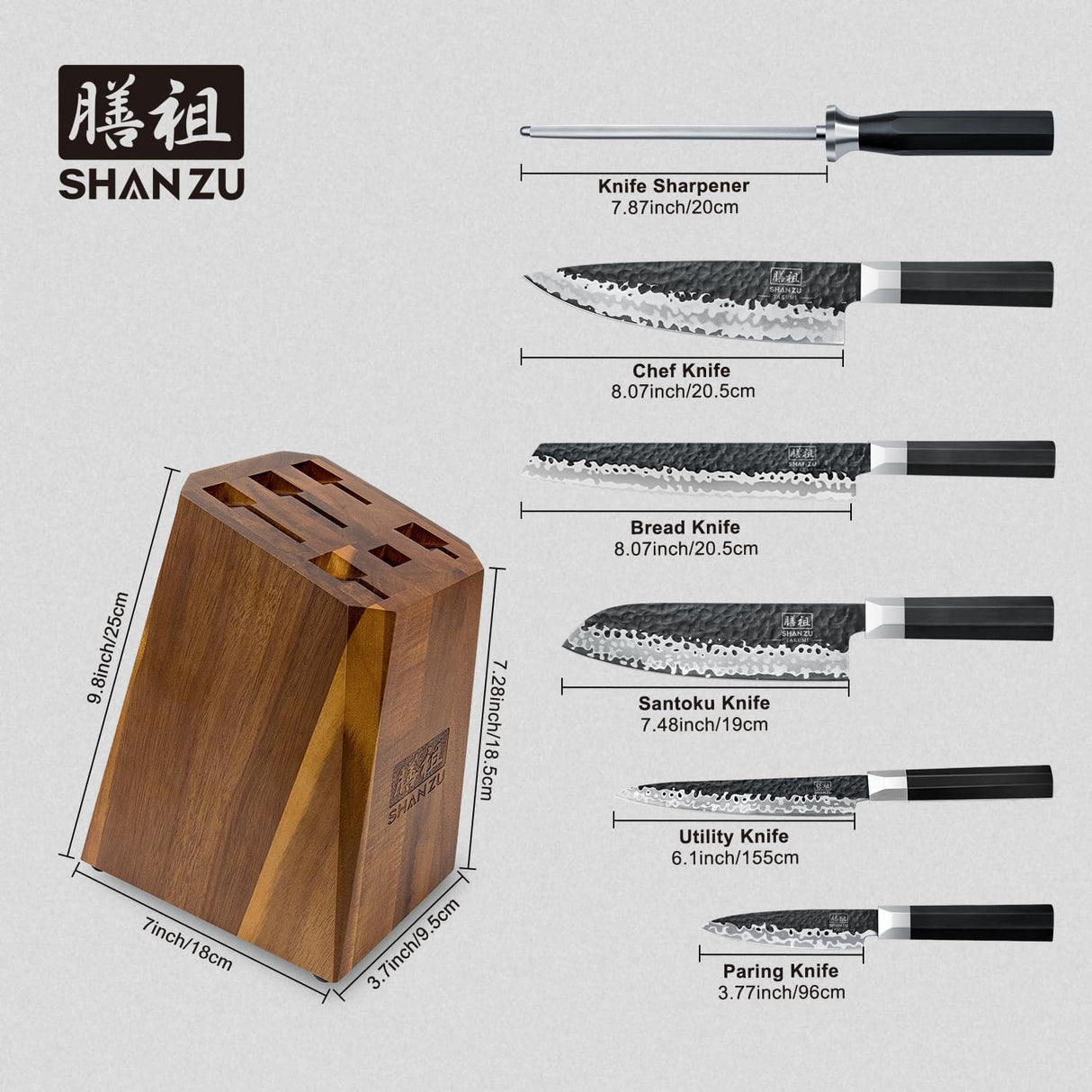 7-PCS Set Takumi Japanese Gyuto Chef Knife+MAGNETIC KNIFE BLOCK