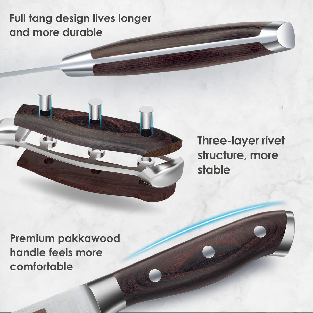 16-PCS Pakkawood Handle Kitchen Knife Set