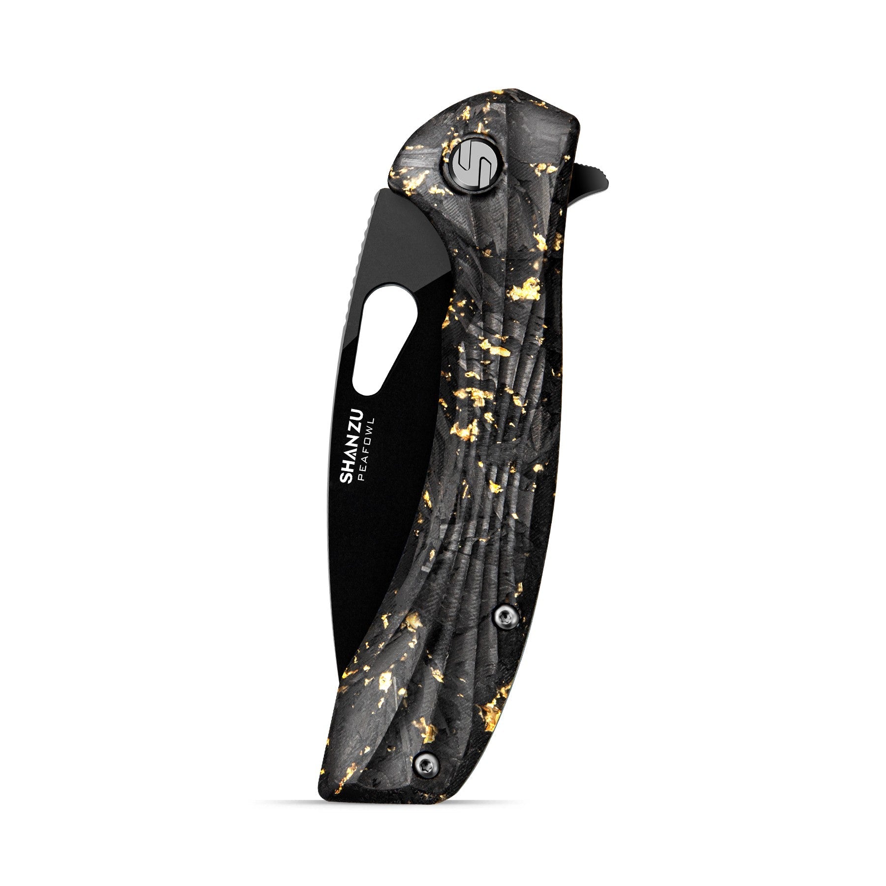 Golden Peafowl | Liner Lock Knife | 7.80” ZDF905 Blade & Clear Resin Handle