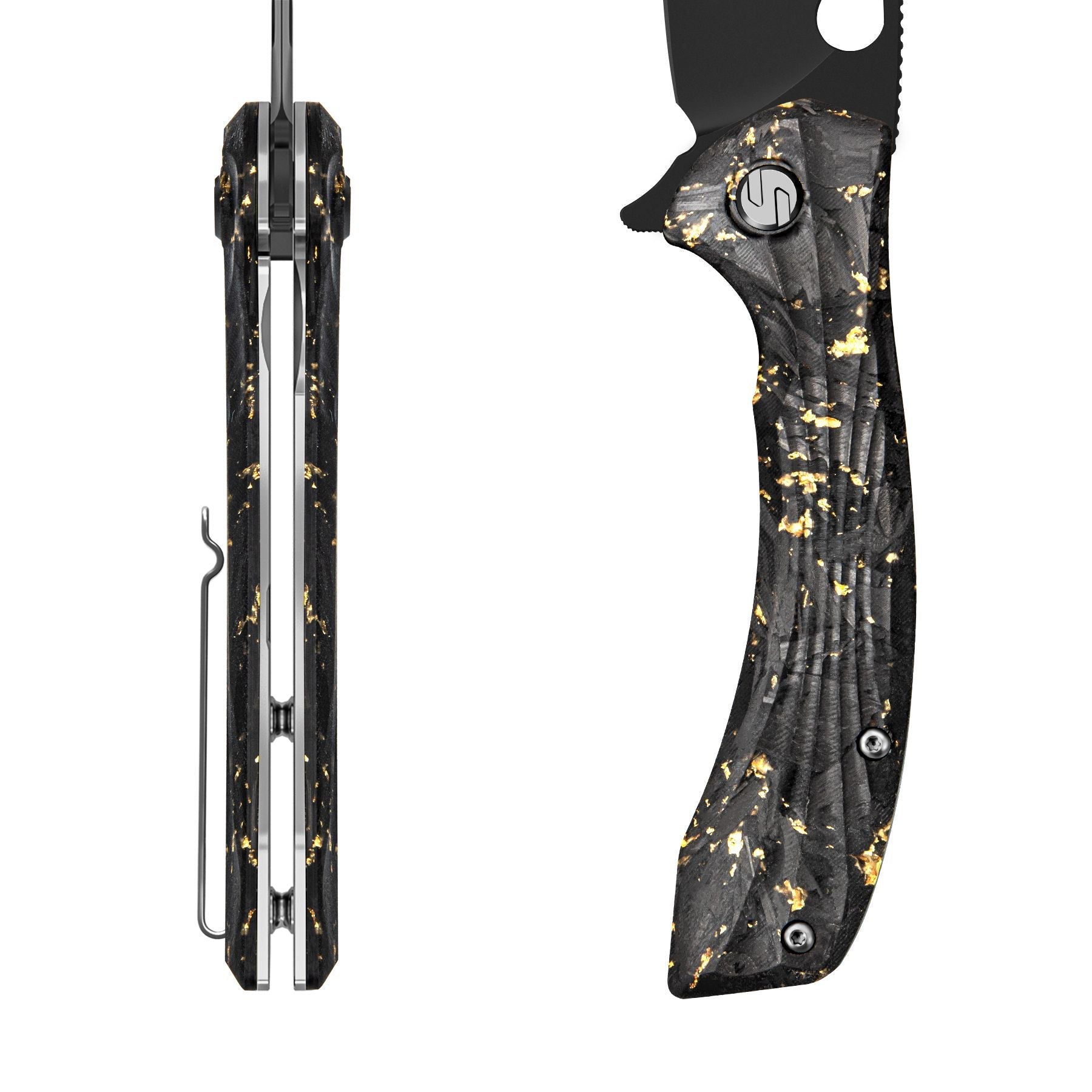 Golden Peafowl | Liner Lock Knife | 7.80” ZDF905 Blade & Clear Resin Handle