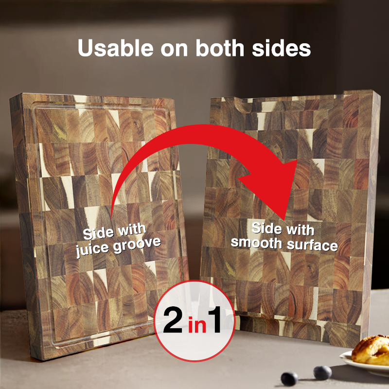 SHANZU Acacia Cutting Board with Juice Groove – 40 × 30 × 4 cm