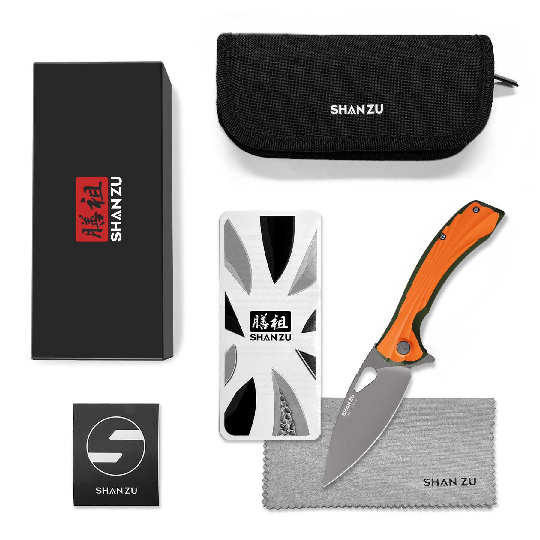 Orange Peafowl Liner Locking Knife ZDF905 7.80 Blade & G10 Handle | SHAN ZU Pocket Folding Knives