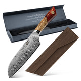 White Tiger Series | SHAN ZU Damask Santoku Knife+MAGNETIC KNIFE HOLDER