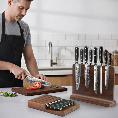 SHANZU PRO 9-Pc Knife Set with Magnetic Knife Block + 7-Pc Steak Knives