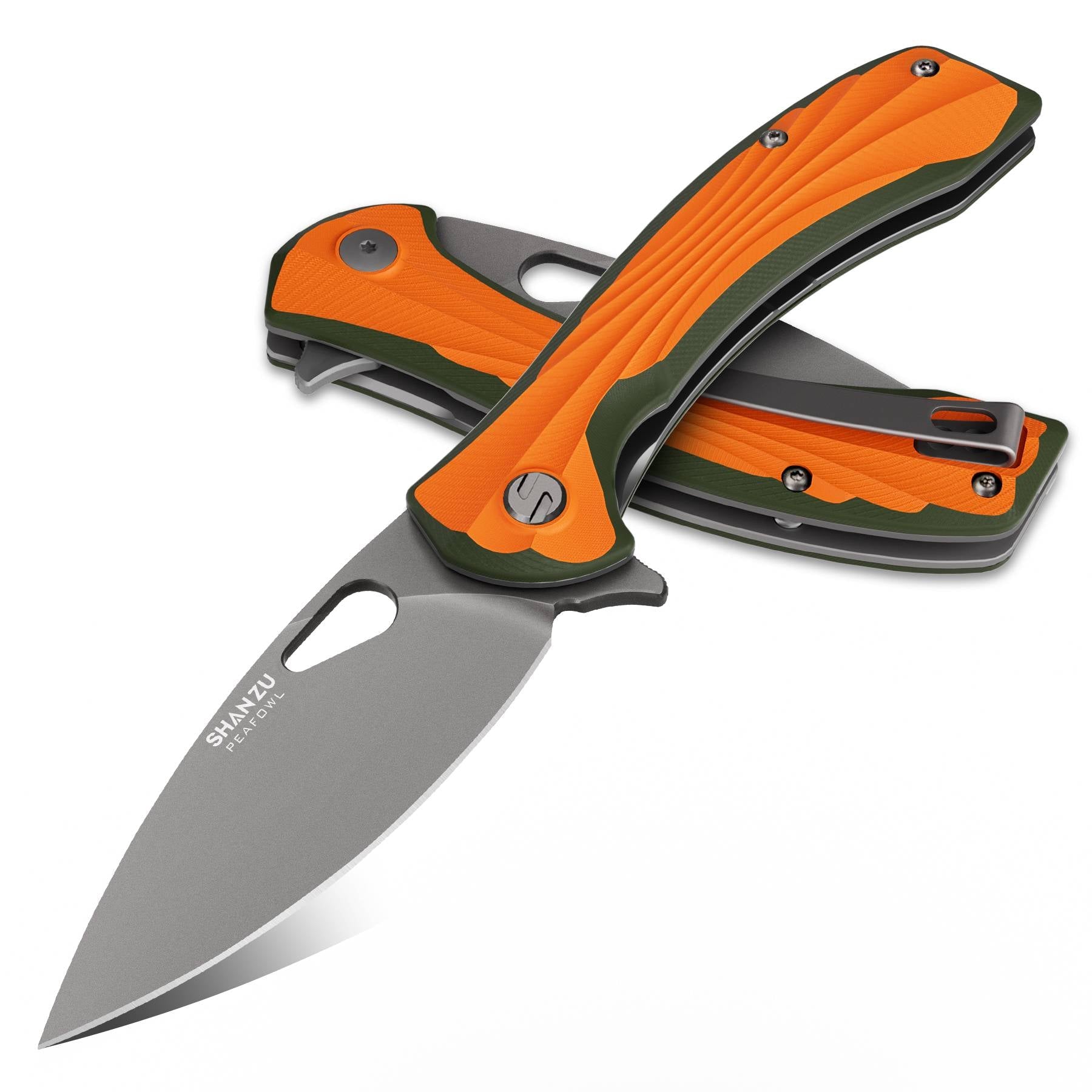 Orange Peafowl Liner Locking Knife ZDF905 7.80 Blade & G10 Handle | SHAN ZU Pocket Folding Knives