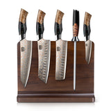 SHAN ZU Venus Series – 5-Piece Copper-Damascus Set + Wooden Magnetic Bar