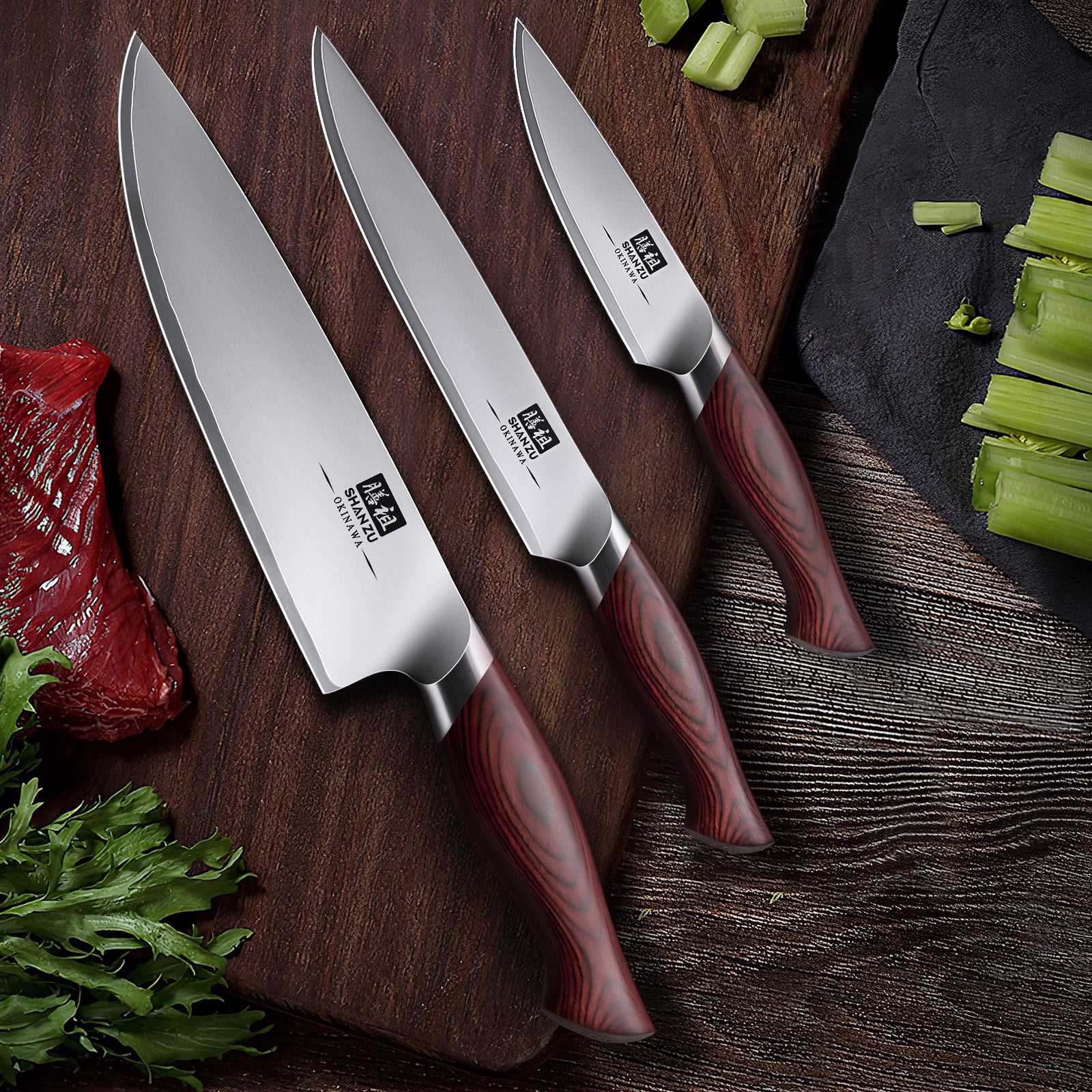 SHANZU Okinawa Series | 3-Piece Japanese Steel Set + 12