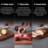 SHANZU PRO 9-Pc Knife Set with Magnetic Knife Block + 7-Pc Steak Knives