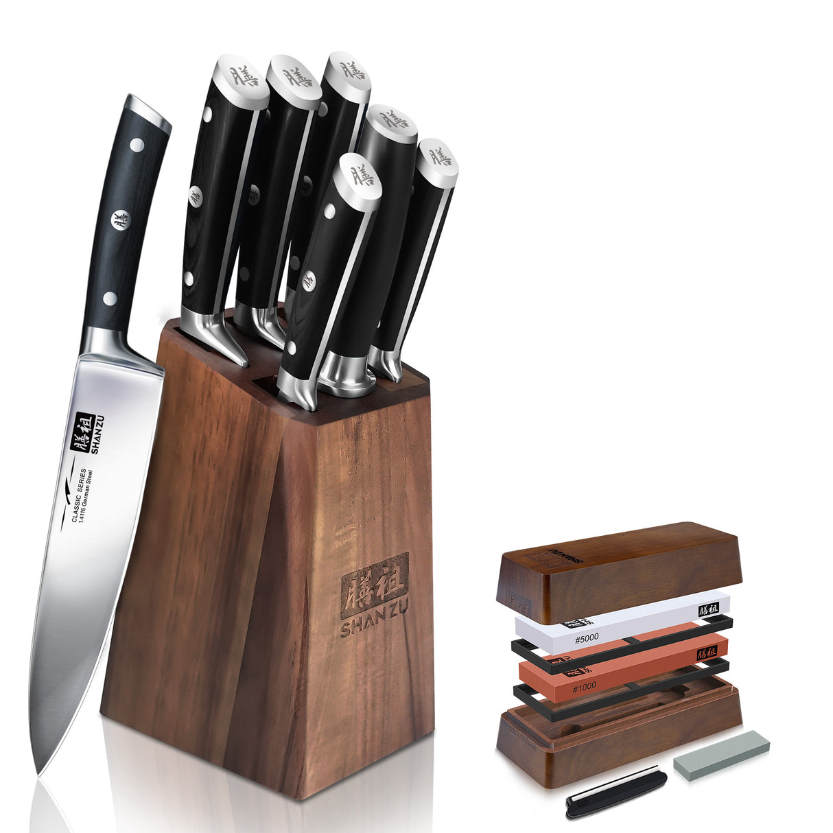 Classic 7-PCS High Carbon Steel Knife Set+Whetstone