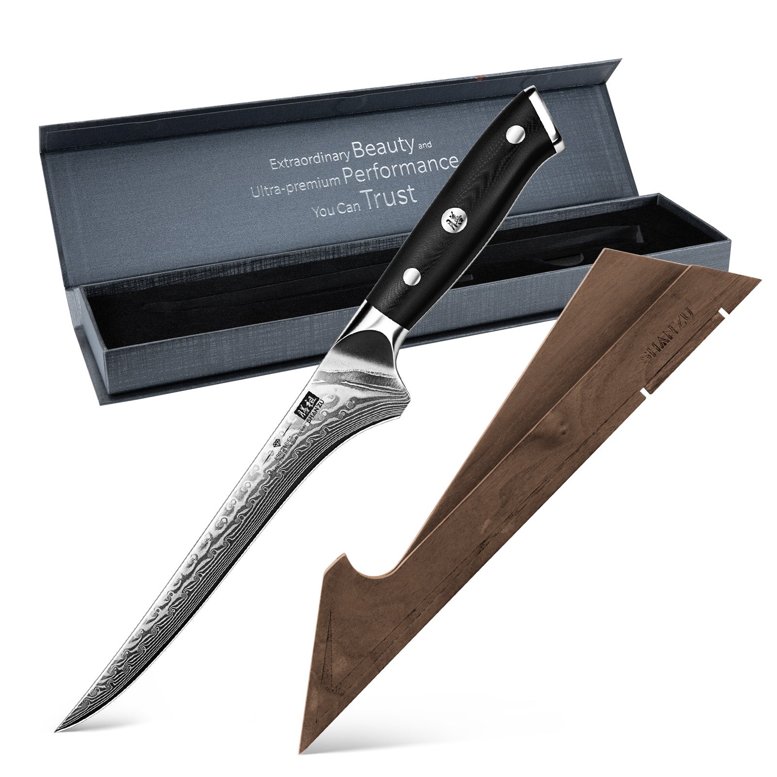 PRO Damascus Fillet Knife+MAGNETIC KNIFE HOLDER