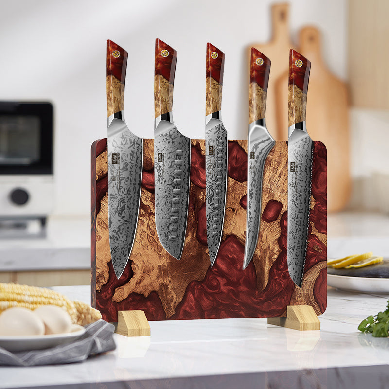 White Tiger Series |  5-Piece Kitchen Knife Set + MAGNETIC KNIFE BLOCK