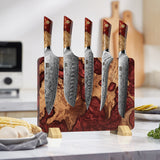 White Tiger Series |  5-Piece Kitchen Knife Set + MAGNETIC KNIFE BLOCK