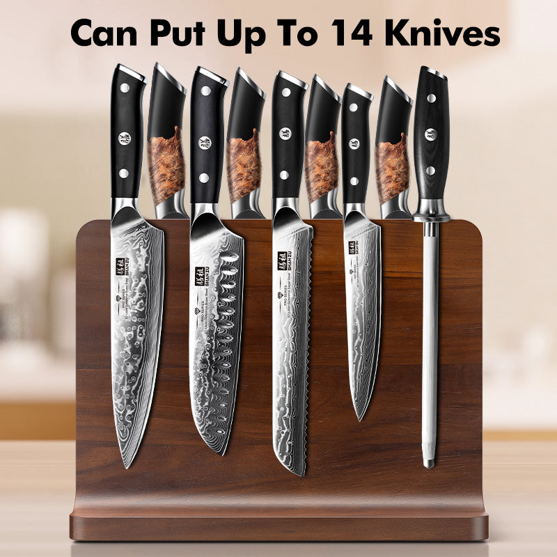 Double-Sided Magnetic Knife Block｜Natural Acacia Wood｜Elegant and Durable