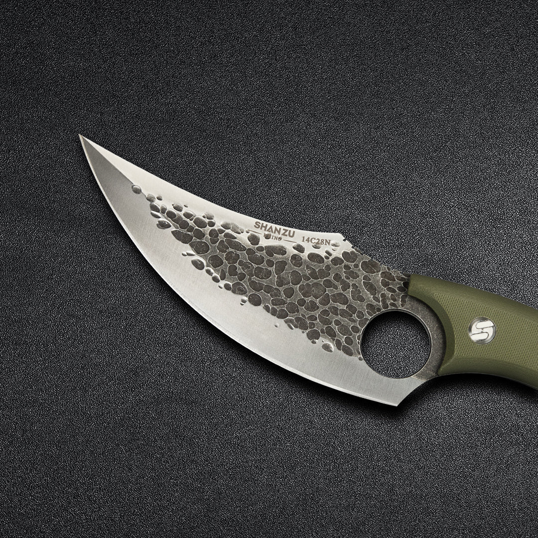 SHAN ZU 6“ Green Camping Chef Knife | 14C28N Steel Butcher Knife with G10 Handle for Dad