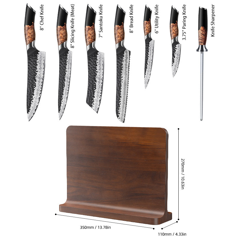 SHAN ZU Tengu Series | 7-Piece Kitchen Knife Set + 30 cm Magnetic Knife Holder