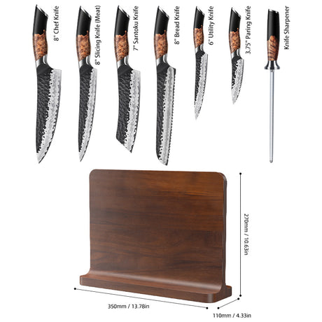 SHAN ZU Tengu Series | 7-Piece Kitchen Knife Set + 30 cm Magnetic Knife Holder