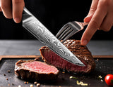 SHAN ZU PRO Series 7PCS Steak Knife, Damascus Steak Knife Set with Block
