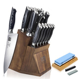 Genbu 16-PCS Kitchen Knife Set With Block+Whetstone