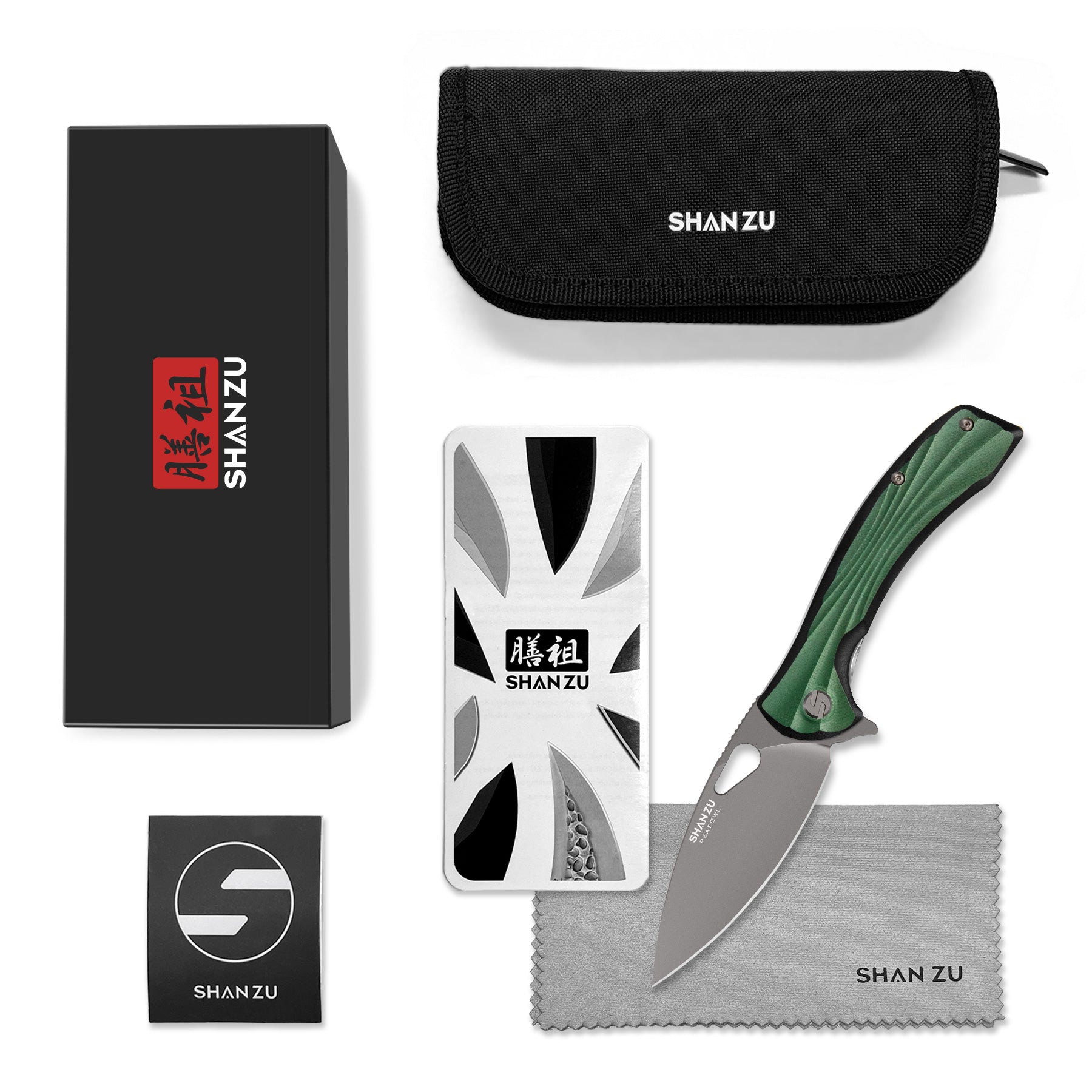 Green Peafowl Liner Locking Knife ZDF905 7.80 Blade & G10 Handle | SHAN ZU Pocket Folding Knives